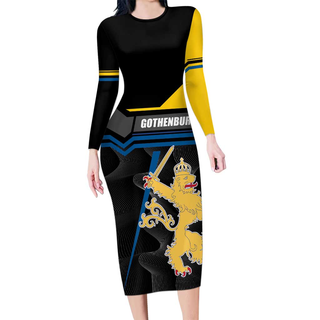 Personalized Kingdom of Sweden Gothenburg Long Sleeve Bodycon Dress Sweden Vastra Gotaland County