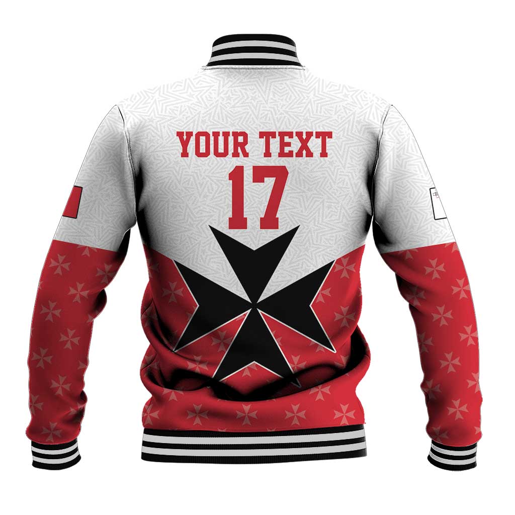 Back view red and white varsity jacket with 'YOUR TEXT' and large '17' print