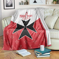 Customizable football blanket with red and white panels, black star, and 'YOUR TEXT'.
