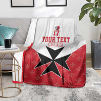 Football blanket with red patterned bottom, white top, black star, 'YOUR TEXT' and 17.