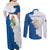 Personalized Kingdom of Sweden Coat of arms Couples Matching Off Shoulder Maxi Dress and Long Sleeve Button Shirt