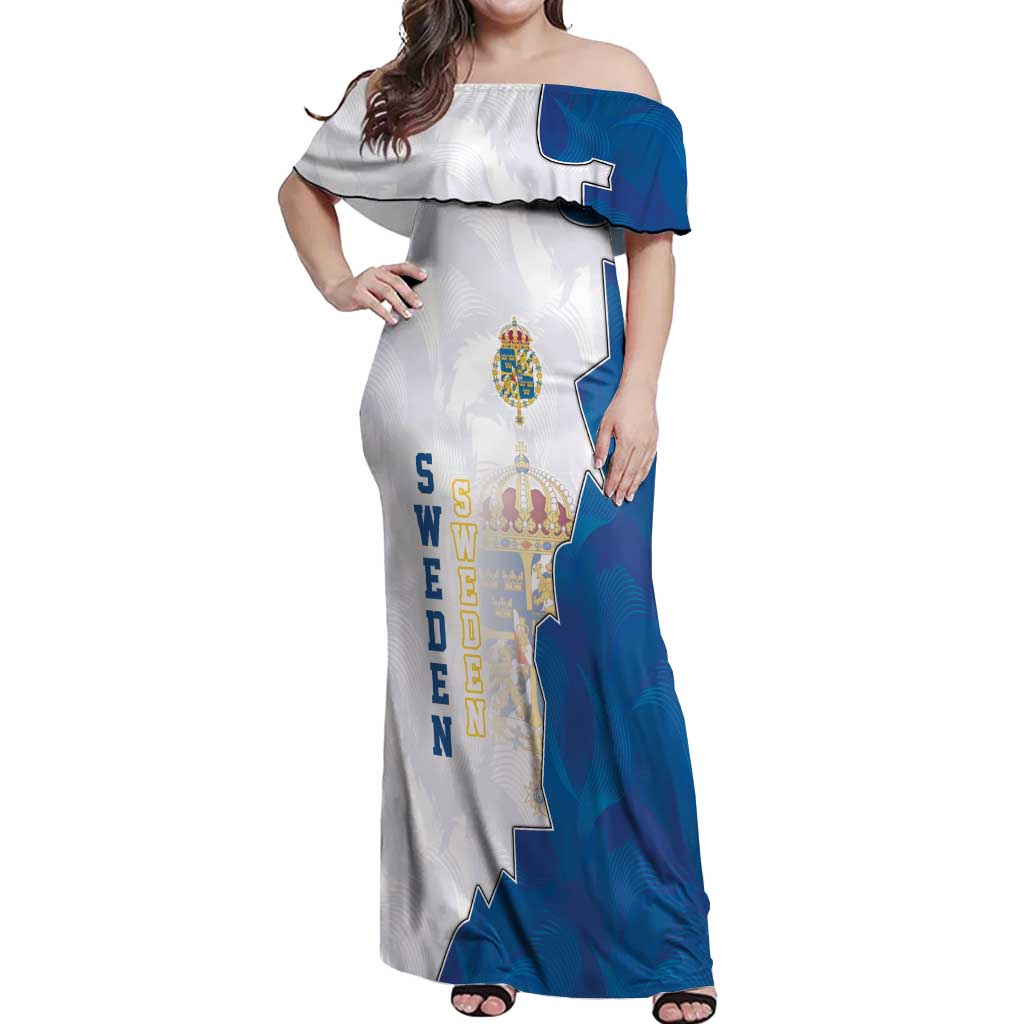 Personalized Kingdom of Sweden Coat of arms Off Shoulder Maxi Dress