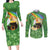 Celtic Harp Shamrock Republic of Ireland Couples Matching Long Sleeve Bodycon Dress and Long Sleeve Button Shirt