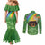 Celtic Harp Shamrock Republic of Ireland Couples Matching Mermaid Dress and Long Sleeve Button Shirt