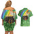 Celtic Harp Shamrock Republic of Ireland Couples Matching Off Shoulder Short Dress and Hawaiian Shirt