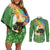 Celtic Harp Shamrock Republic of Ireland Couples Matching Off Shoulder Short Dress and Long Sleeve Button Shirt