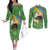 Celtic Harp Shamrock Republic of Ireland Couples Matching Off The Shoulder Long Sleeve Dress and Long Sleeve Button Shirt