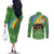 Celtic Harp Shamrock Republic of Ireland Couples Matching Off The Shoulder Long Sleeve Dress and Long Sleeve Button Shirt