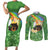 Celtic Harp Shamrock Republic of Ireland Couples Matching Short Sleeve Bodycon Dress and Long Sleeve Button Shirt