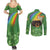 Celtic Harp Shamrock Republic of Ireland Couples Matching Summer Maxi Dress and Long Sleeve Button Shirt