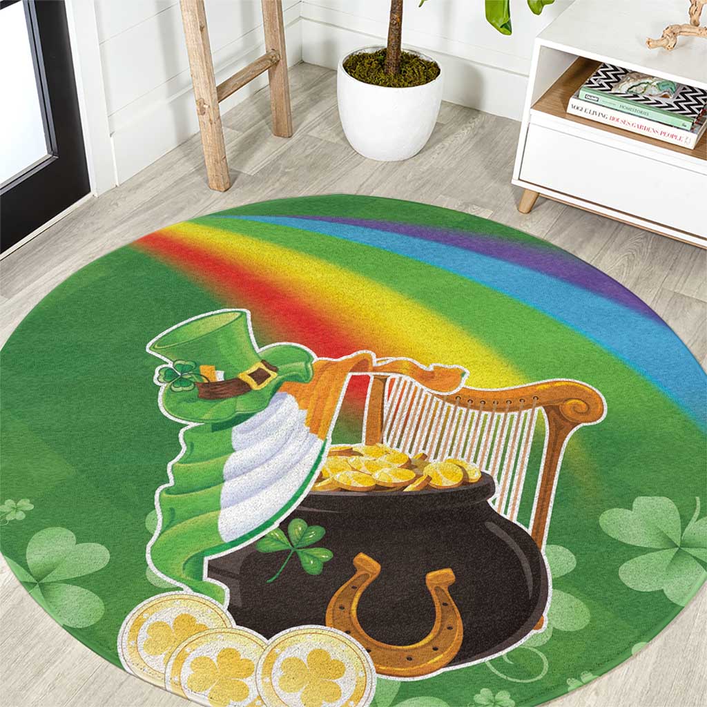 Celtic Harp Shamrock Republic of Ireland Round Carpet