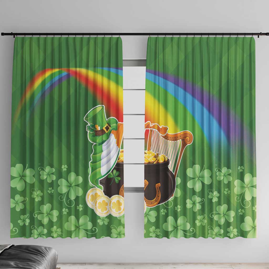Celtic Harp Shamrock Republic of Ireland Window Curtain