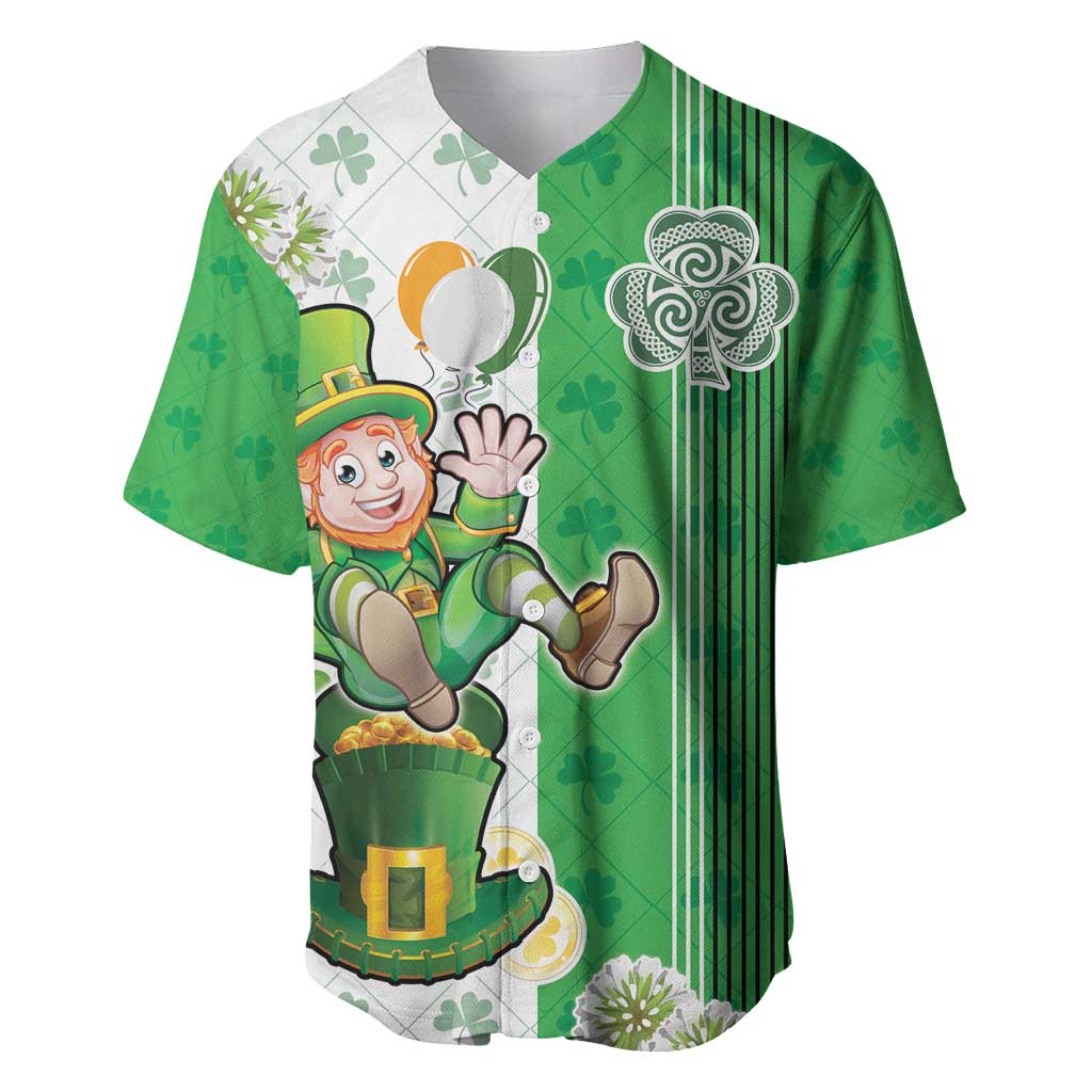 Ireland 17th March Saint Patrick's Day Baseball Jersey Irish Leprechaun with Shamrock