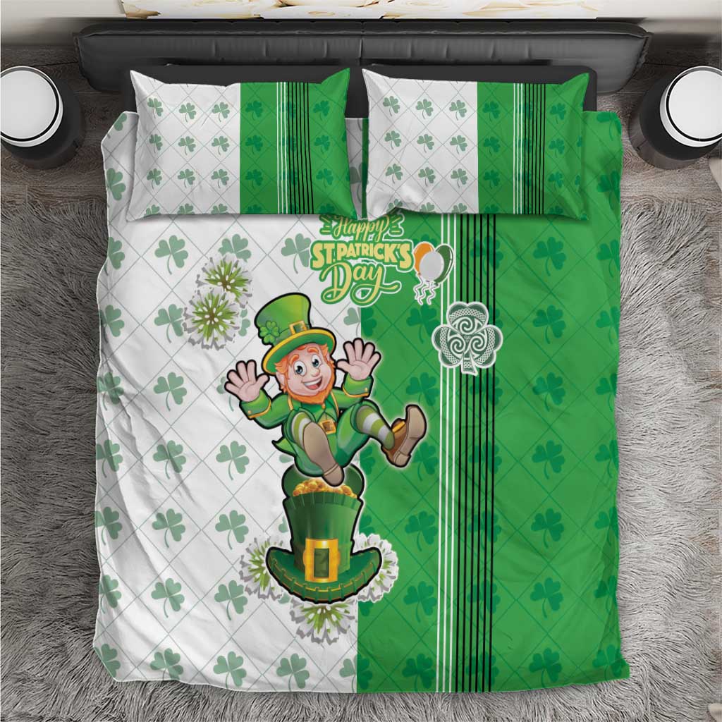 Ireland 17th March Saint Patrick's Day Bedding Set Irish Leprechaun with Shamrock