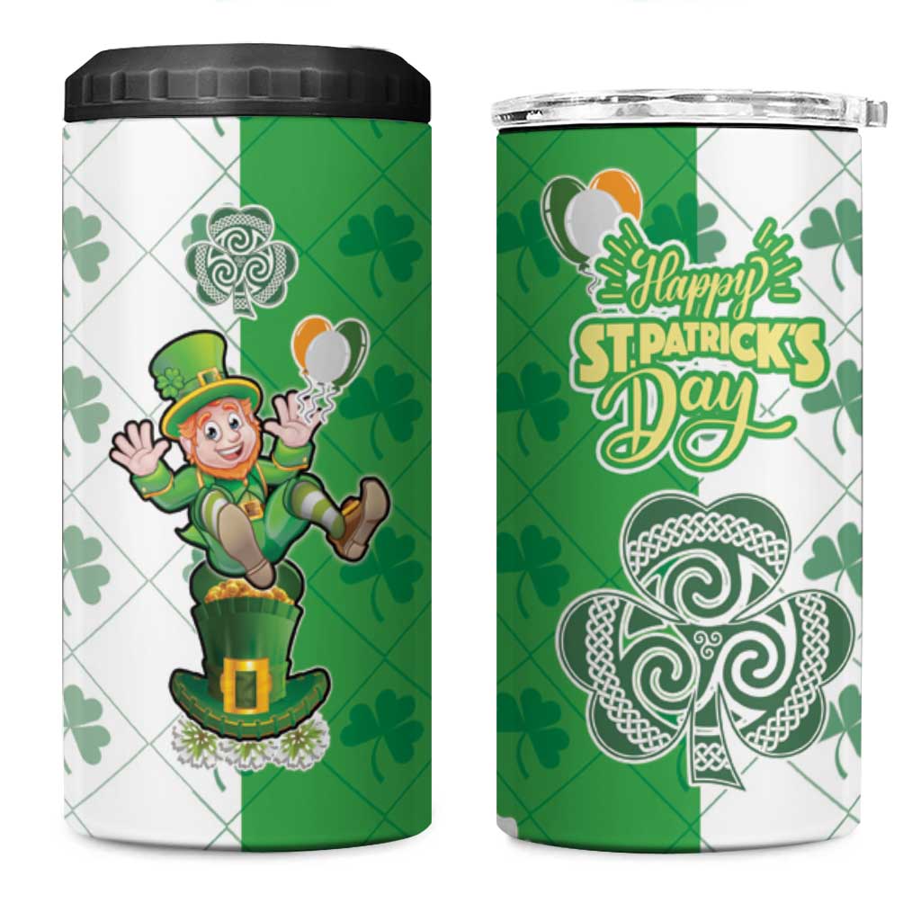 Ireland 17th March Saint Patrick's Day 4 in 1 Can Cooler Tumbler Irish Leprechaun with Shamrock