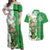 Ireland 17th March Saint Patrick's Day Couples Matching Off Shoulder Maxi Dress and Hawaiian Shirt Irish Leprechaun with Shamrock