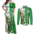 Ireland 17th March Saint Patrick's Day Couples Matching Off Shoulder Maxi Dress and Long Sleeve Button Shirt Irish Leprechaun with Shamrock