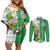 Ireland 17th March Saint Patrick's Day Couples Matching Off Shoulder Short Dress and Long Sleeve Button Shirt Irish Leprechaun with Shamrock