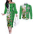 Ireland 17th March Saint Patrick's Day Couples Matching Off The Shoulder Long Sleeve Dress and Long Sleeve Button Shirt Irish Leprechaun with Shamrock