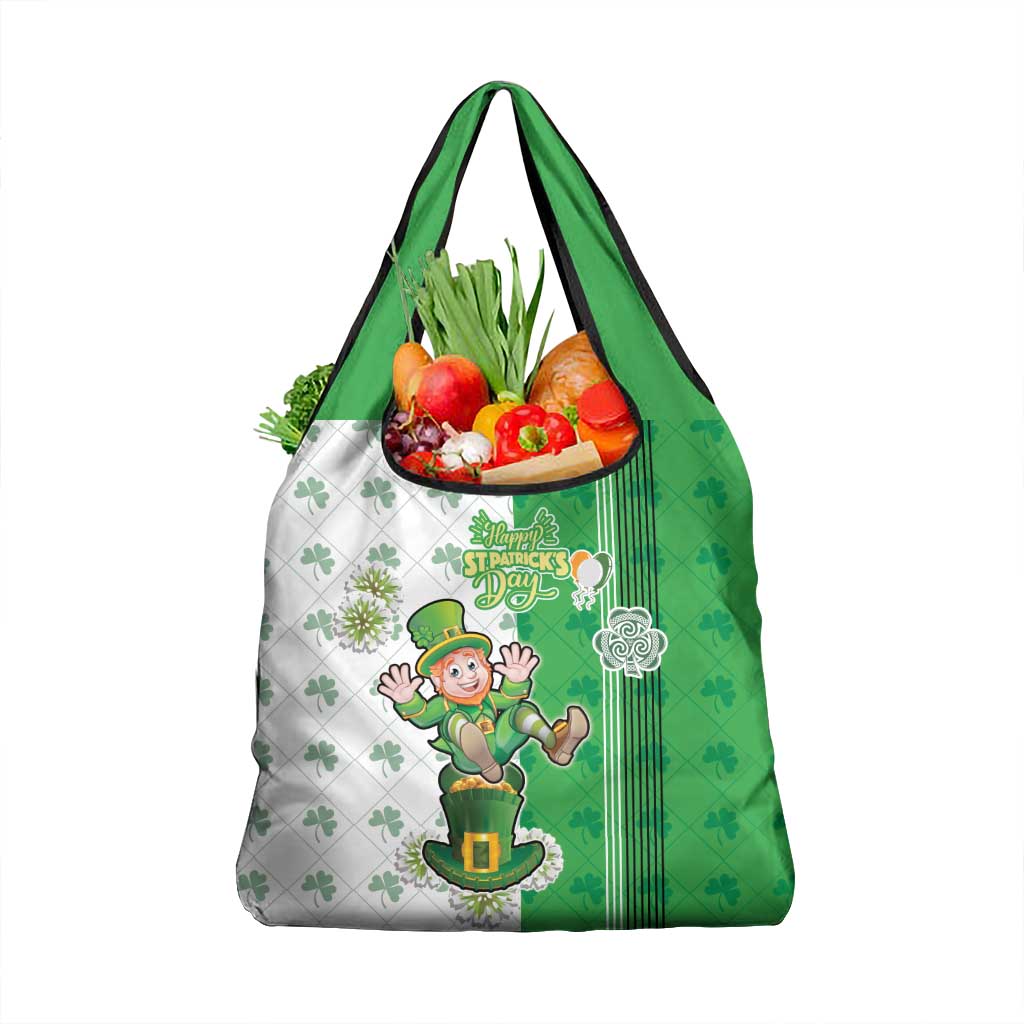 Ireland 17th March Saint Patrick's Day Grocery Bag Irish Leprechaun with Shamrock