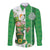 Ireland 17th March Saint Patrick's Day Long Sleeve Button Shirt Irish Leprechaun with Shamrock