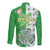 Ireland 17th March Saint Patrick's Day Long Sleeve Button Shirt Irish Leprechaun with Shamrock