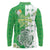 Ireland 17th March Saint Patrick's Day Long Sleeve Polo Shirt Irish Leprechaun with Shamrock