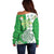 Ireland 17th March Saint Patrick's Day Off Shoulder Sweater Irish Leprechaun with Shamrock