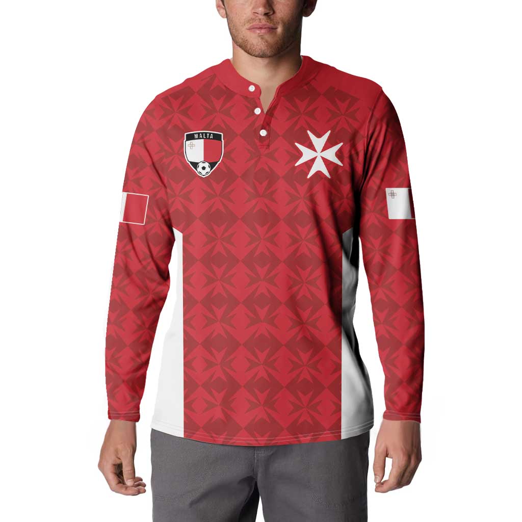 Custom Malta Football Jersey Go Champions Button Sweatshirt Red Style