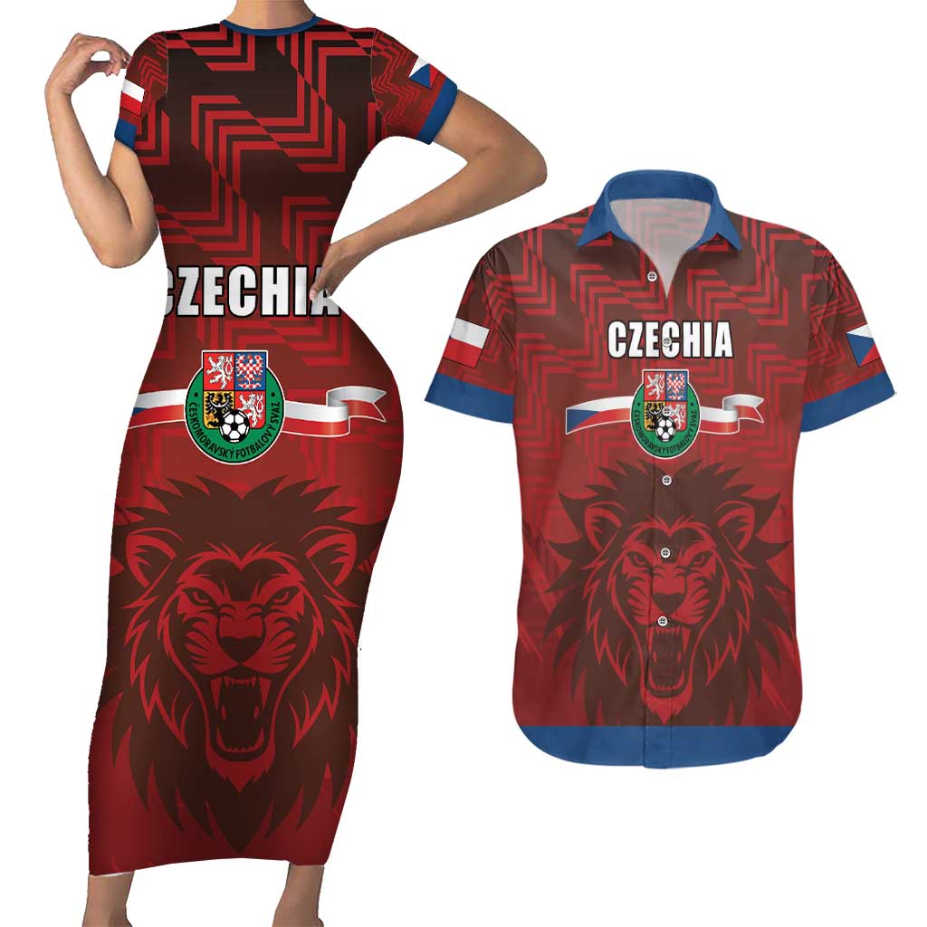 Czech Republic Football Custom Couples Matching Short Sleeve Bodycon Dress and Hawaiian Shirt Sporty Style