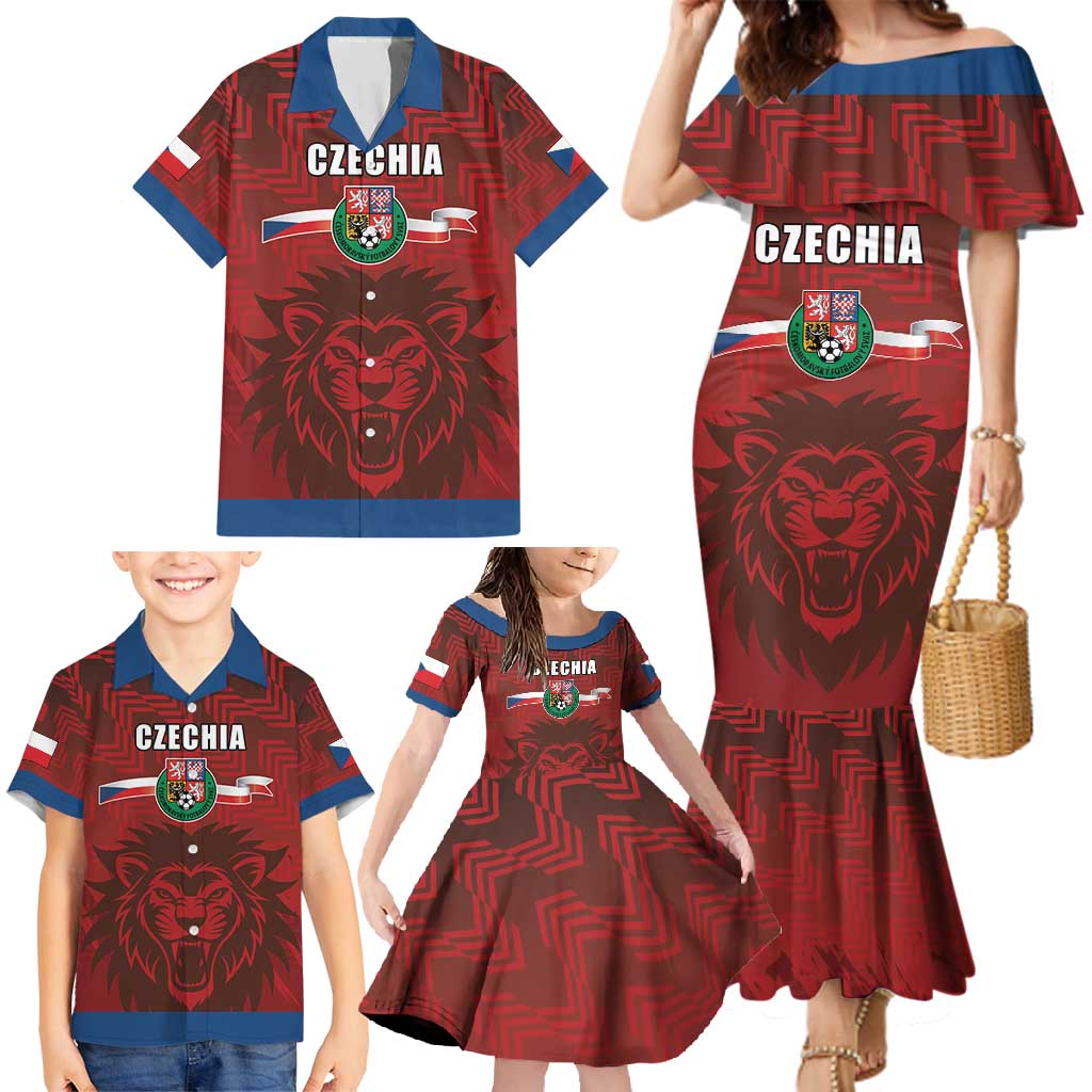 Czech Republic Football Custom Family Matching Mermaid Dress and Hawaiian Shirt Sporty Style