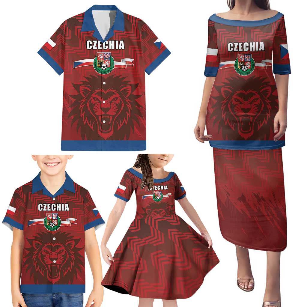 Czech Republic Football Custom Family Matching Puletasi and Hawaiian Shirt Sporty Style