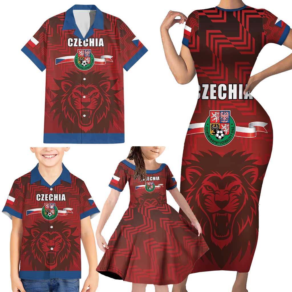 Czech Republic Football Custom Family Matching Short Sleeve Bodycon Dress and Hawaiian Shirt Sporty Style