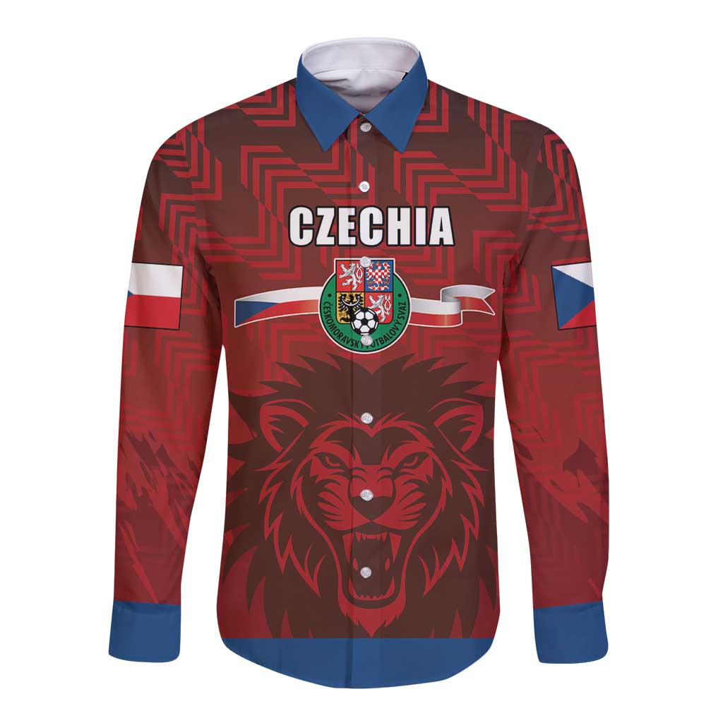 Czech Republic Football Custom Long Sleeve Button Shirt Sporty Style