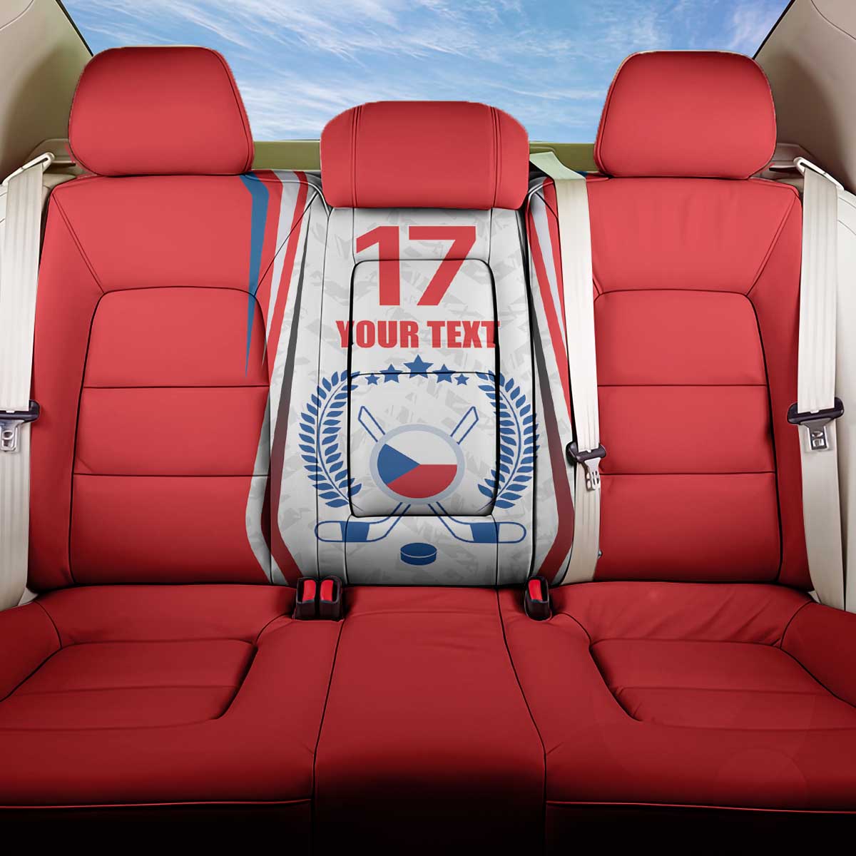 Czech Republic Ice Hockey Custom Back Car Seat Cover Flag Style