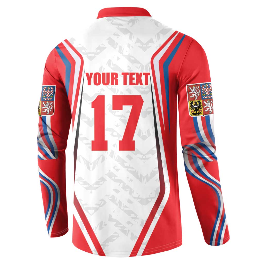 Red and white ice hockey button sweatshirt jersey back with 'YOUR TEXT' and number 17