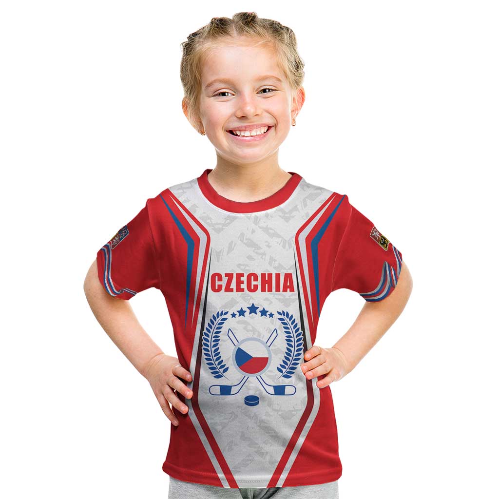 Czech Republic Ice Hockey Custom Kid T Shirt Flag Style