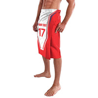 Red and white ice hockey flag-style sarong with number 17 graphic on side