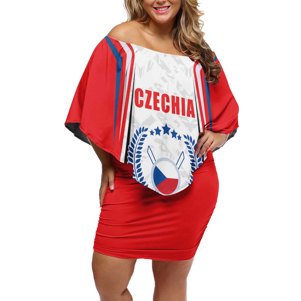 Czech Republic Ice Hockey Custom Off Shoulder Short Dress Flag Style