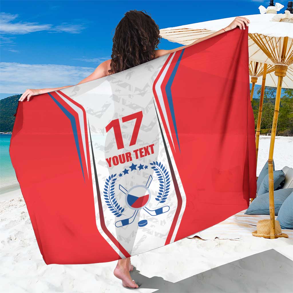 Red and white flag-style sarong with large Czech hockey emblem and number 17
