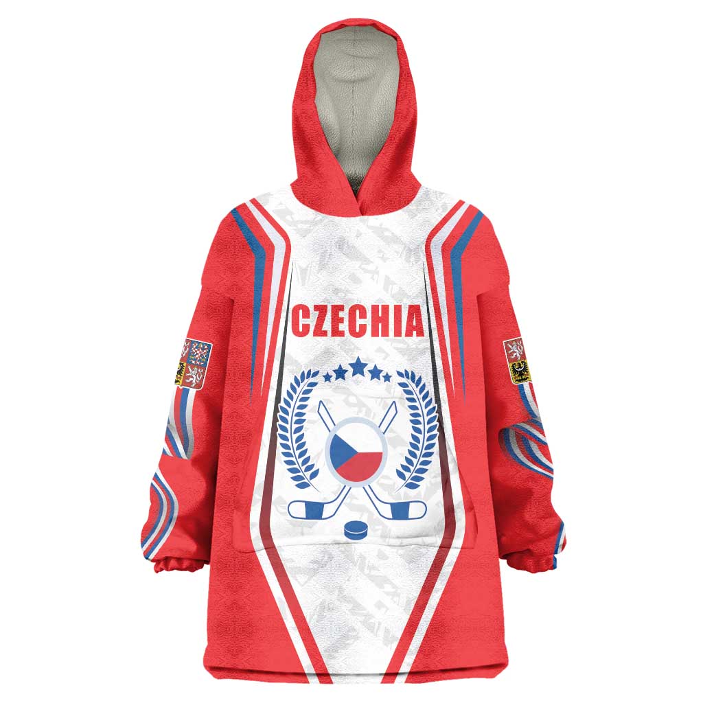 Czech Republic Ice Hockey Custom Wearable Blanket Hoodie Flag Style