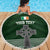 Personalized Celtic Cross Shamrock Ireland Beach Blanket Celtic Knot with Shamrock