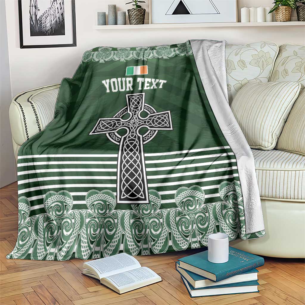 Personalized Celtic Cross Shamrock Ireland Blanket Celtic Knot with Shamrock