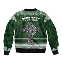 Personalized Celtic Cross Shamrock Ireland Bomber Jacket Celtic Knot with Shamrock