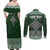 Personalized Celtic Cross Shamrock Ireland Couples Matching Off Shoulder Maxi Dress and Long Sleeve Button Shirt Celtic Knot with Shamrock