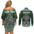 Personalized Celtic Cross Shamrock Ireland Couples Matching Off Shoulder Short Dress and Long Sleeve Button Shirt Celtic Knot with Shamrock