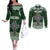 Personalized Celtic Cross Shamrock Ireland Couples Matching Off The Shoulder Long Sleeve Dress and Long Sleeve Button Shirt Celtic Knot with Shamrock