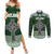 Personalized Celtic Cross Shamrock Ireland Couples Matching Summer Maxi Dress and Long Sleeve Button Shirt Celtic Knot with Shamrock