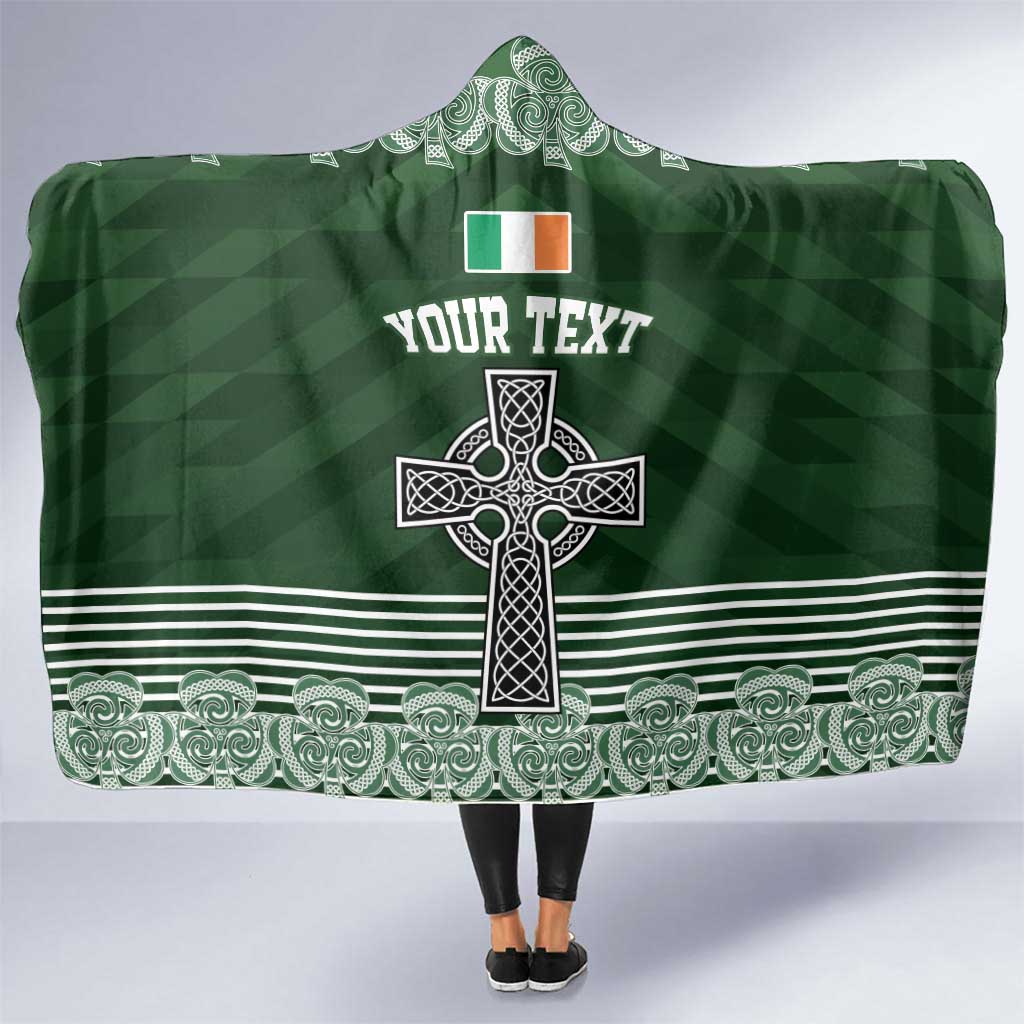 Personalized Celtic Cross Shamrock Ireland Hooded Blanket Celtic Knot with Shamrock