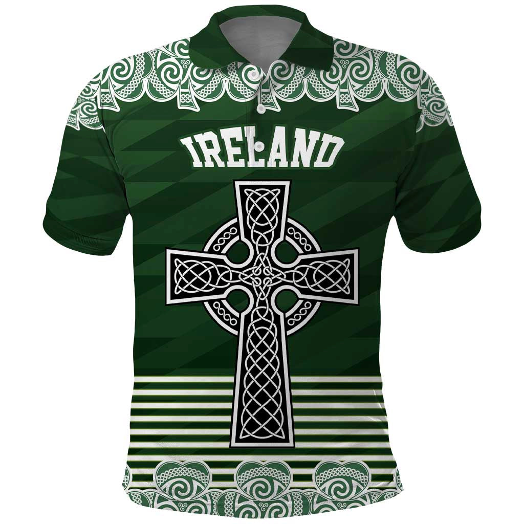 Personalized Celtic Cross Shamrock Ireland Polo Shirt Celtic Knot with Shamrock